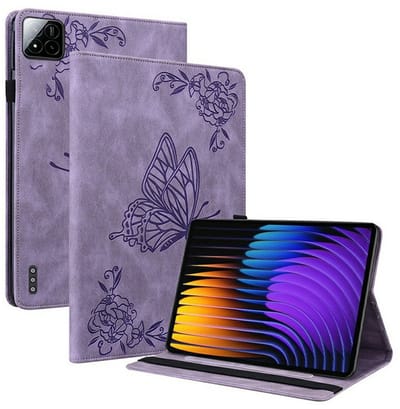 Coverup Tablethoes geschikt voor Xiaomi Pad 7 (Pro) / Pad 8 (Pro) Hoesje - Vlinders Book Case - Paars