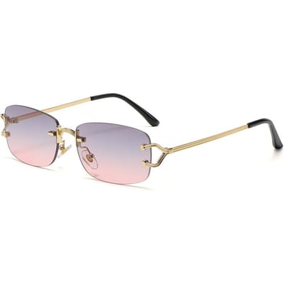 Mooie Stijlvolle Randloze Zonnebril Luxe Kleine Vierkante Zonnebril Dames Heren Populaire Metalen Rechthoekige Randloze Zonnebril Unisex