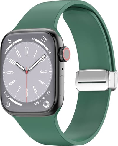 By Qubix - Geschikt voor Apple Watch bandje - Siliconen bandje - Folding Buckle - Groen - Geschikt voor Apple Watch 38mm / 40mm / 41mm / 42mm - siliconen sport bandje - smartwatchbandje
