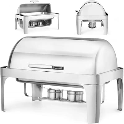 HENDI Rolltop chafing dish – fluisterstil deksel – 9L – roestvast staal – 660x490x460 mm