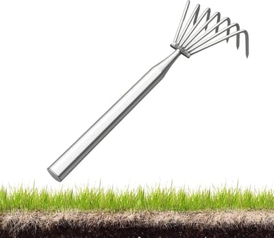 Tuingereedschap met Lange Steel - Cultivator Hark - Bodem Losmaken - Ergonomisch Handvat - 7 Klauwen - Roestvrij Staal
