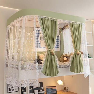 Stapelbed Luifel - Bed Tent Gordijn - Creëer Privacy - Verstelbaar Frame - 59 inch Hoog - Donkergrijs