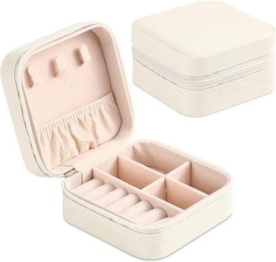 Mini Sieradenopbergdoos - Draagbare PU Leren Organizer voor Oorbellen en Ringen, Ideaal voor Reizen, Compact en Handig voor Meisjes