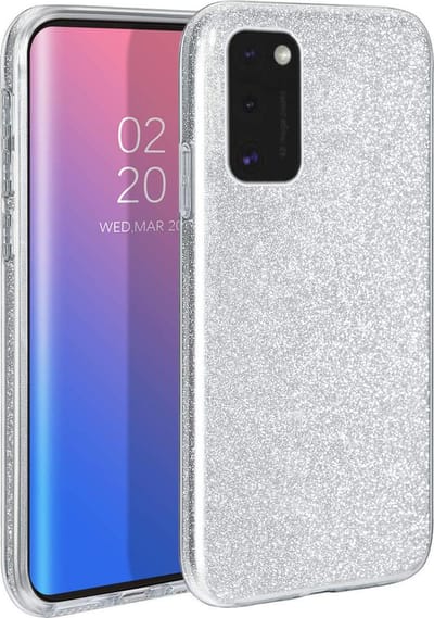 HB Hoesje Geschikt voor Samsung Galaxy A41 - Zilver - Glitter Back Cover