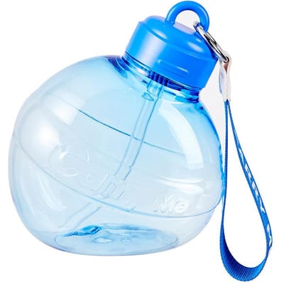 Creatieve Leuke Vorm Sport Waterfles met Rietje voor Studenten Fitness Bergbeklimmen Handvat Plastic Beker 800ml blauw