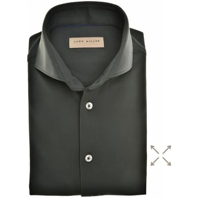 John Miller Overhemd Slim-Fit Plain Hyperstretch Donker Groen / male