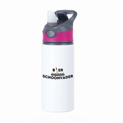 Hacebo® - bier, nu ik je aandacht heb je bent een geweldige schoonvader waterfles met rietje roze - Schoonvader - vader cadeautjes - vaderdag - verjaardagscadeau - verjaardag - cadeau - geschenk - kado - gift - water fles - 650ML