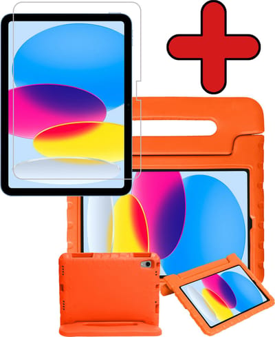 Hoesje - Geschikt voor Apple iPad A16/A18 (2022/2025/2026) - 10.9 & 11 inch (10e, 11e & 12e generatie) - Met Screenprotector - Kinderhoes - Shockproof Bumper - Kidsproof Case - Tablethoes - Kinder Hoes Cover - Oranje