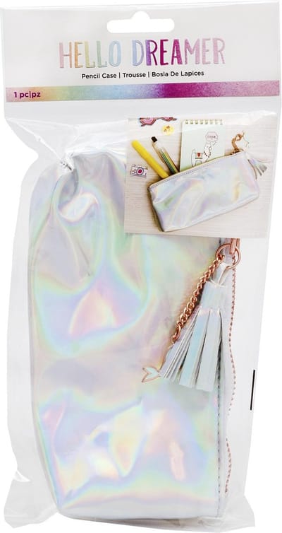 American Crafts - Hello Dreamer Storage - Pencil Case - Holographic Silver.