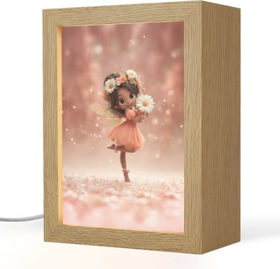 Nachtlampje 15x20 cm - Kinder lampje - Bloemenfee - Roze - Meisje - Tafellamp kinderkamer - Slaapkamer lamp - Bedlamp kinderen - Kinderlampje stopcontact - Wandlamp babykamer - Nachtlampjes