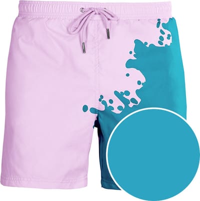 SEA'SONS - Zwembroek Jongens - Kleurveranderend - Groen-Roze - Maat 122/128 (SEASONS - Kleur veranderend)