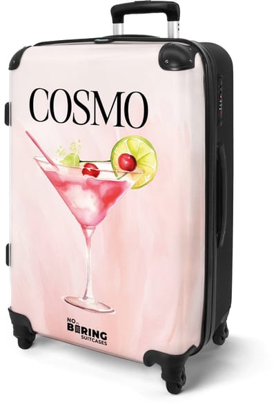 NoBoringSuitcases.com® - Koffer groot - Rolkoffer lichtgewicht - Zachtroze met cocktail - Reiskoffer met 4 wielen - Grote trolley XL - 20 kg bagage - Valiezen middelgroot - Hardcase bagagekoffer - Suitcase large