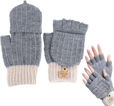 Multifunctionele Vingerloze Thermische Handschoenen voor Dames, Fleece Gevoerd en Warm, Ideaal voor Winteractiviteiten, Grijs