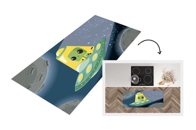 Keukenloper - Loper keuken - Illustratie - Kinderen - Ufo - 120x50 cm - Keukenloper vinyl