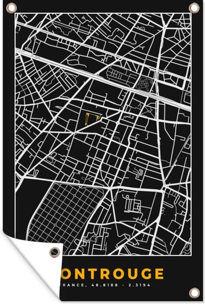 Muurdecoratie Frankrijk - Montrouge - Stadskaart - Kaart - Plattegrond - 120x180 cm - Tuinposter - Tuindoek