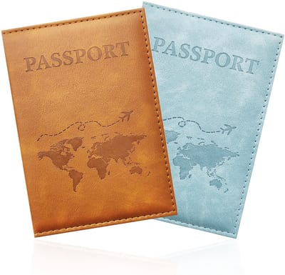 Dailygoods- Paspoorthouder Lichtgewicht - PU Leren Reisportemonnee - Voor Paspoort/Tickets/Creditcards - 2 Stuks - Perfect Cadeau