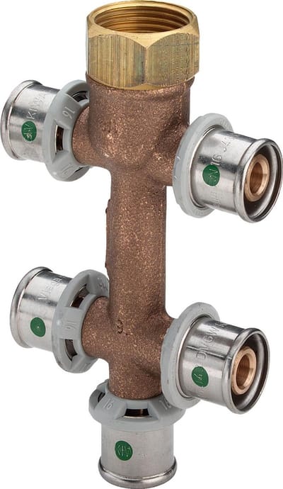 Viega Sanfix Fosta Sanfix P-Verdeelstuk, d 16mm, G 3/4, n 5 roodkoper Model 2126.09, 458171