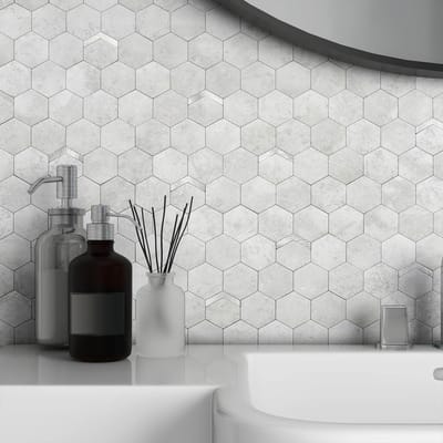 Dailygoods- Zelfklevende Tegels Zeshoekig - Wandpanelen Marmer - Plaktegels Keuken - Plaktegels Badkamer - Waterdicht - 36 Vellen 3D Tegels - Wandtegels