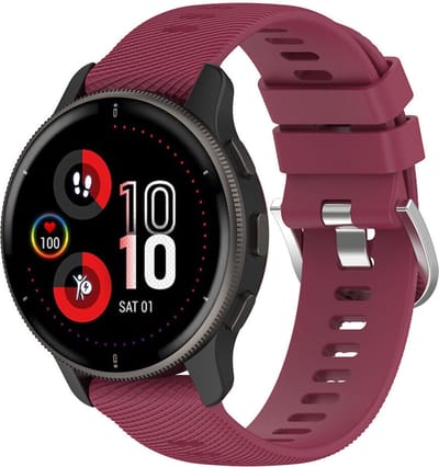 Strap-it Siliconen bandje geschikt voor Garmin Vivoactive 6 / 5 / 3 / Vivomove / 3 / HR / Style / Luxe / Sport / Trend / Forerunner 645 / 570 / 245 / 170 / 165 / 70 / 55 / Venu / SQ / SQ2 / 2 Plus / Approach S12 / S40 / S42 / S44 / S50 - Wijnrood