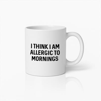 Grappige Koffiemok – "I Think I Am Allergic to Mornings" – Humoristisch Cadeau voor Koffieliefhebbers, Thuis & Kantoor