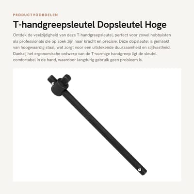 Dailygoods- T-handgreepsleutel met hoge torsiekracht - Dopsleutel - Verschillende maten - Ergonomisch ontwerp - Compact formaat - Hoogwaardig staal