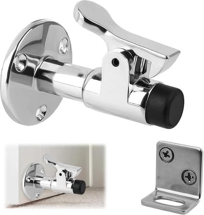 Deurstopper - Zilver - 5 x 5 x 7 cm - Windbestendige Deurvanger van Magnesiumlegering met Rubberen Buffer - Voor Tuinpoort en Garagedeur