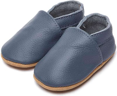 Steppies Babyslofjes Leer - Blauw - Maat 16-17 (0-6 maanden, 11 cm) - met Suède Zool