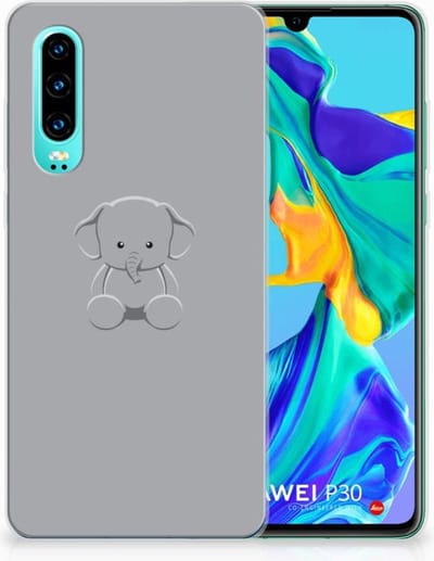 Huawei P30 Telefoonhoesje met Naam Grijs Baby Olifant