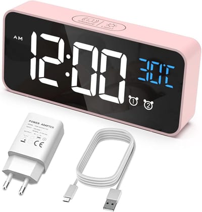 Digitale wekker met temperatuur en spraakbediening - Nachttafelklok met 2 alarmen en snooze functie