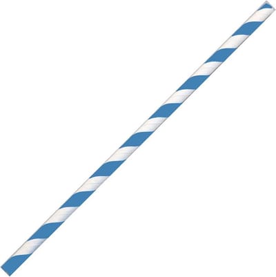 Papieren rietjes 100% biologisch afbreekbaar wegwerp blauw/wit gestreept 100 stuks - plastic vrij!