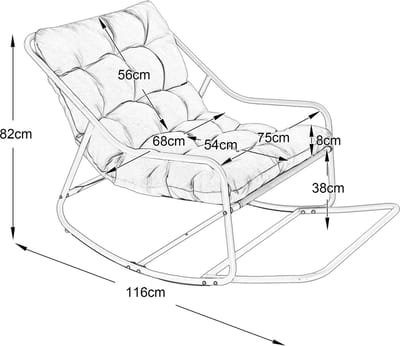 Schommelstoel Buiten - Moderne Lounge Stoel Met Dik Kussen - Roestbestendige Stalen Frame - 75x116x82cm - Schommelfunctie - Woonkamer En Tuin Beige