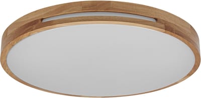 OSRAM ORBIS Woodburry LED wand-/plafondlamp met houtdecor, 24W, 1500lm, 3000K, 390mm diameter, 830 vriendelijk warm wit, IP20 bescherming, inclusief montageschroeven en pluggen