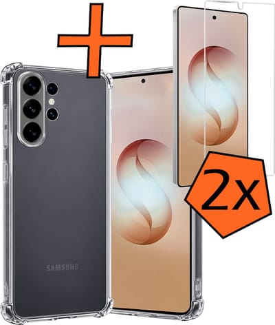 Hoes - Met Screenprotector - 2 Stuks - Geschikt voor Samsung Galaxy S26 Ultra - Sterk & Shockproof - Siliconen Case - Back Cover - Telefoon Hoes - Shock Proof - Transparant