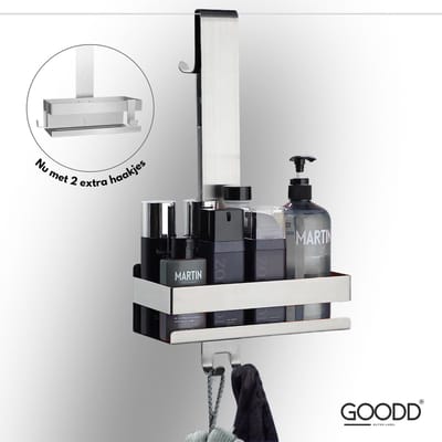 GOODD® - Doucherekjes - Doucherek - Anti kras - Hangend - Zonder boren - 2 extra haakjes - Rvs
