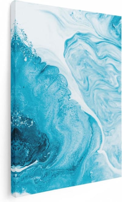 Artaza Canvas Schilderij Marmer Abstract - 30x40 cm - Klein - Wanddecoratie Blauw - Muurdecoratie Abstracte Kunst - Kamer Accessoires