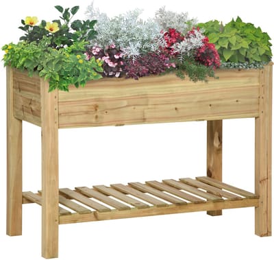Verhoogde plantenbak van Outsunny - Vurenhout - 113x56x84cm - Groen