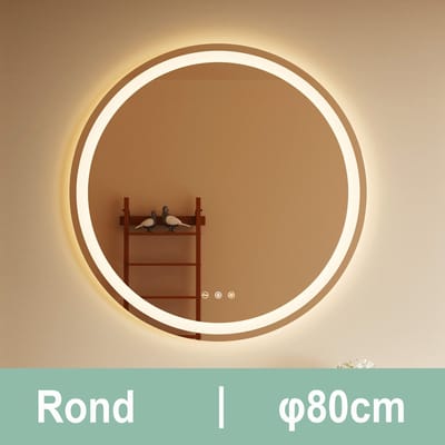 Auralum® Badkamerspiegel - Badkamerspiegel met Verlichting - Ronde Spiegel - Wandspiegel - 3 lichtstanden - Anti-Condens - 3000K/4500K/6500K - 80ø cm