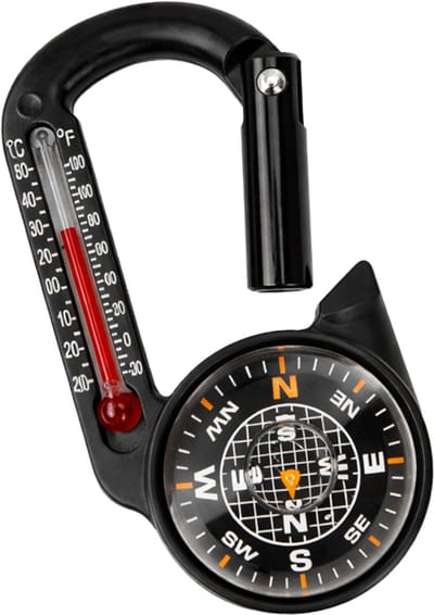 Magnetisch Kompas met Karabijnhaak & Thermometer – Survival Kompas voor Wandelen, Kamperen & Outdoor