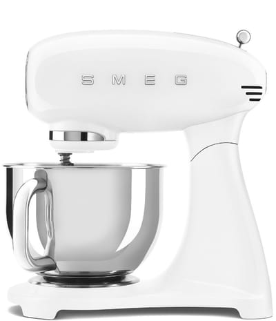 SMEG SMF03WHEU Keukenmachine - Stand Mixer - 4,8 Liter - 800 Watt - 10 Snelheden - Planetaire Mengwerking - Inclusief 5 Accessoires - '50s Style - Wit