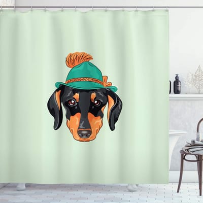 ABAKUHAUS Teckel douchegordijn – stoffen gordijn – 175×180 cm – Mint