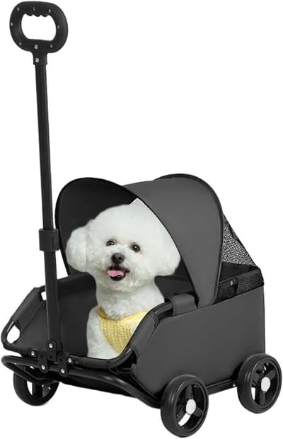 Huisdierwagen - Dierenbuggy - Comfortabel transport - Opvouwbaar design - 54 x 36 x 26 cm - Zwart