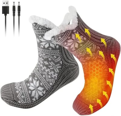 USB-verwarmde voetenwarmer, warme winterslippers voor thuis, zacht suède bovenwerk, antislipzool, unisex.