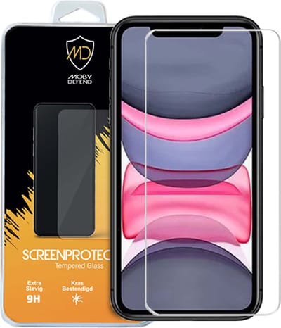 MobyDefend Screenprotector - Geschikt voor Apple iPhone 11 / iPhone XR - Case-Friendly Screensaver - Gehard Glas