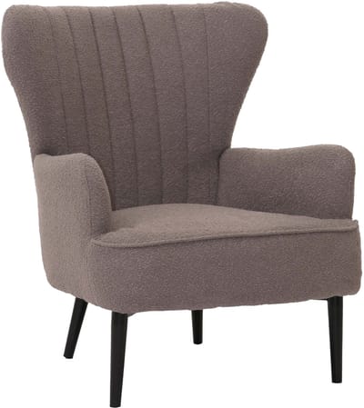 Loungestoel MCW-K37, cocktail/oor fauteuil gestoffeerde stoel retro vintage stof bouclé (600g/m²) Oeko-Tex ~ lichtgrijs