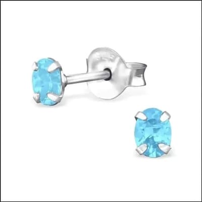 Aramat Jewels | Oorbellen | Zilveren Ovale Zirkonia Oorstekers – Meerdere Kleuren & Maten 925 Zilver | 4x3mm / Rhodoliet Paars | |3mm | Zilver | Kinderen, Volwassenen | Verkleurd niet