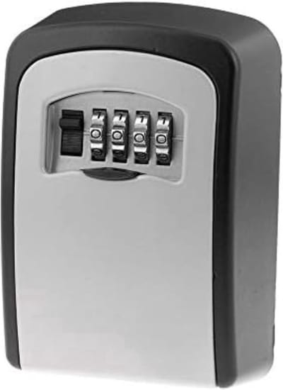 Sleutelkastje met cijferslot - Sleutelkluis met code - Sleutels opbergen - Key safe with code - 1 stuk - Grijs met zwart - Jonyx