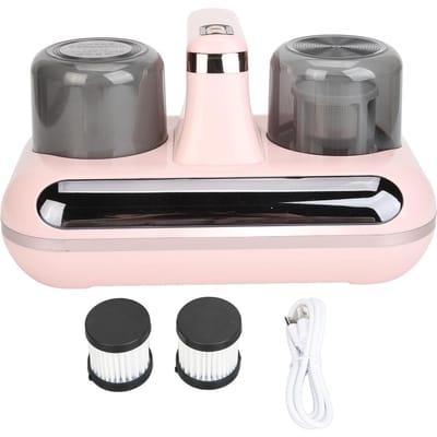 Bedstofzuiger UV Draadloos Sterke Zuigkracht Handheld Mijtenverwijderaar Matrasreiniger met Vochtigheid roze