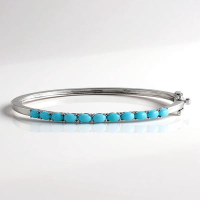 Cavill - Zilveren Armband - 925 Sterling Zilver Gerhodineerd - 11x Sleeping Beauty Turkoois Cabochons - 2,97 ct - Ovaal - Turquoise Sieraden