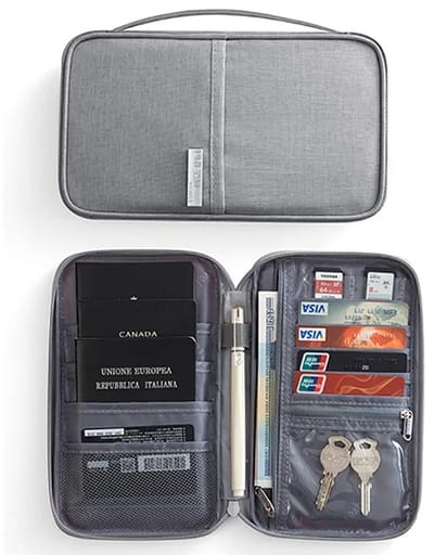 WiseGoods Premium Reisportemonnee - Travel Wallet - Paspoort Etui - Opbergtas - Hoes Paspoorthouder - Reistasje - Reizen - Grijs