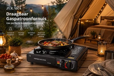 Zolara Draagbaar Gaspatroonfornuis - Glamping - Camping en Outdoor - Campingkooktoestel - Compact Butaan Gasfornuis met 1 Brander - Glamping - Kookstel - Fornuis - Campingfornuis - Kampeerkooktoestellen